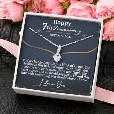 Personalized Happy 7th Anniversary Alluring Beauty Necklace - Love You This Much